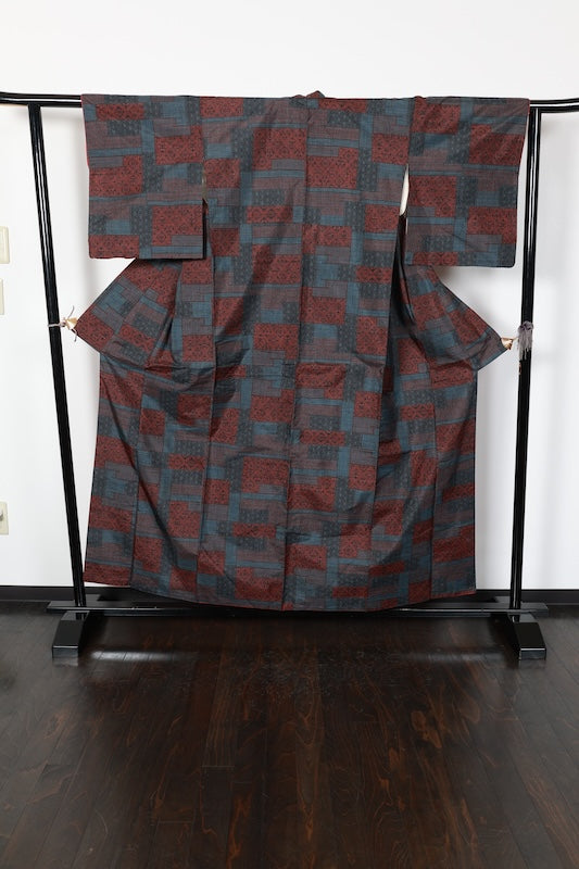 Tsumugi kimono indigo preowned /R577