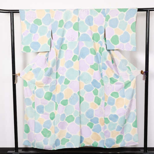 Japanese kimono used <komon>-size M silk 100% silk /T89