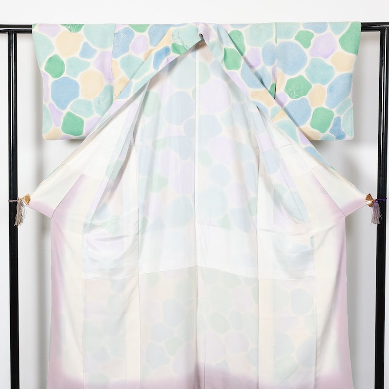 Japanese kimono used <komon>-size M silk 100% silk /T89