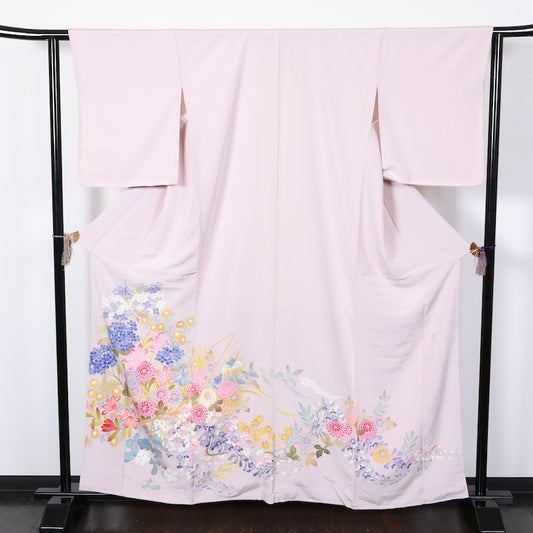 Japanese kimono New <houmongi>-size L silk 100% silk /T88