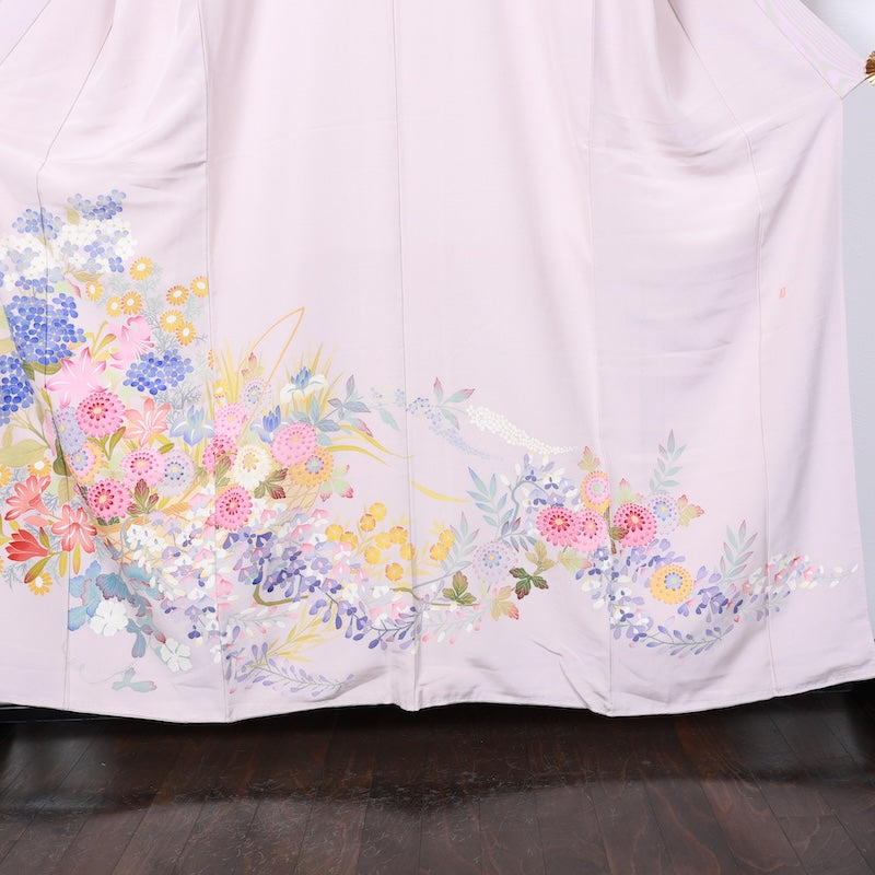 Japanese kimono New <houmongi>-size L silk 100% silk /T88