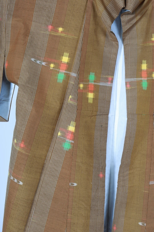 Japanese kimono used <tsumugi> M-size silk 100% /B1134