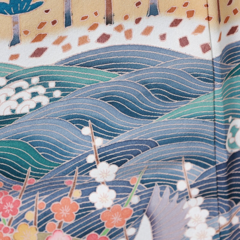 Japanese kimono used <Kurotomesode> Msize silk 100% /T79