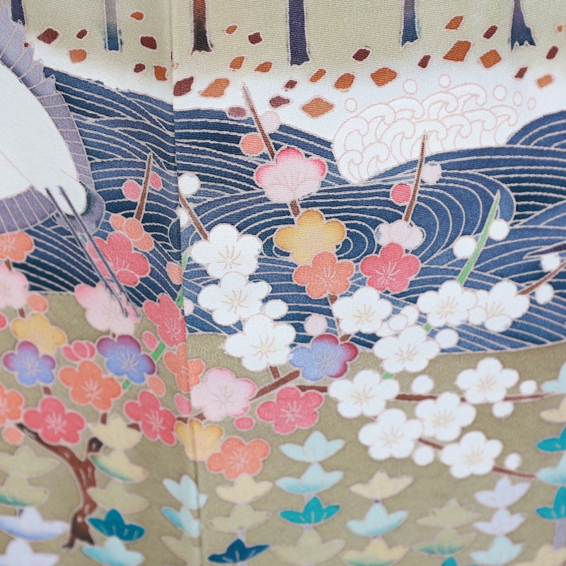 Japanese kimono used <Kurotomesode> Msize silk 100% /T79