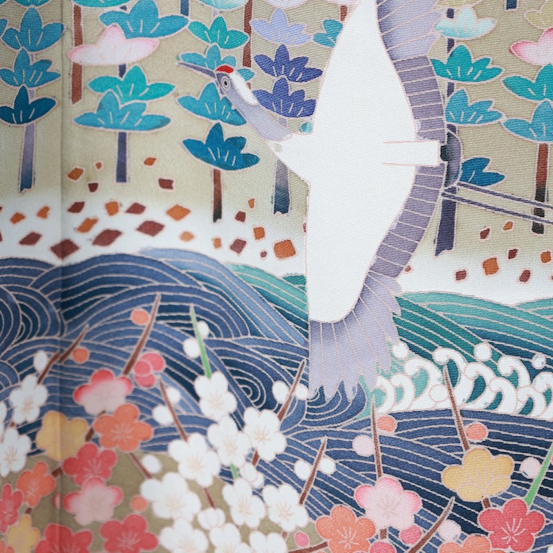 Japanese kimono used <Kurotomesode> Msize silk 100% /T79