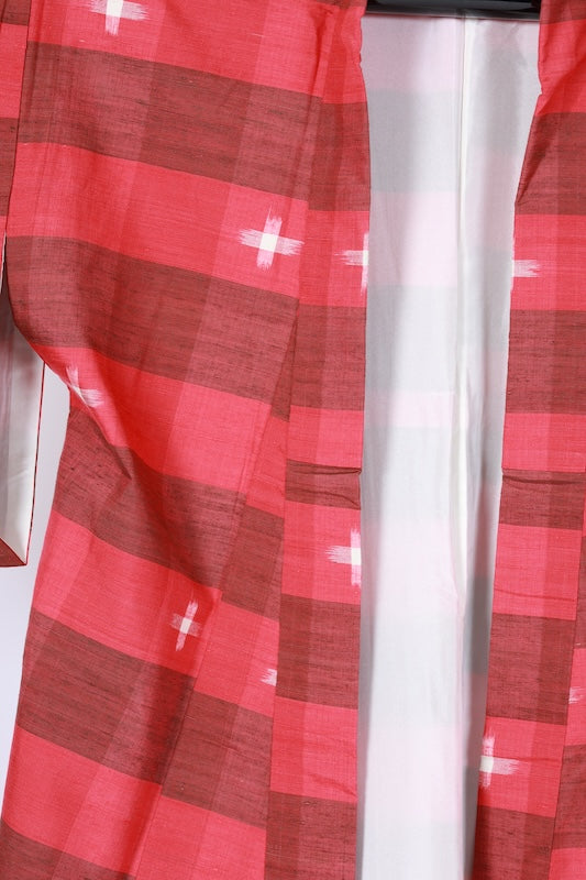 Japanese kimono used <Tsumugi> L-size silk 100% /B1130