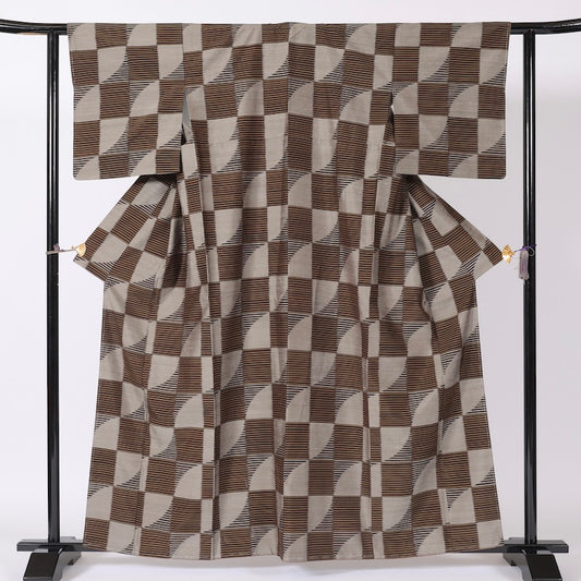 kimono (Tsumugi) L-size 100% silk / C1