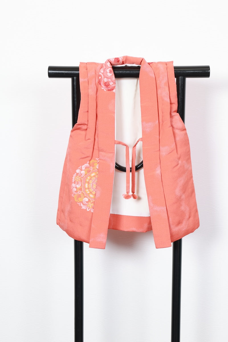 Baby girl Japanese kimono used <Hitotsumi> silk 100% /B53