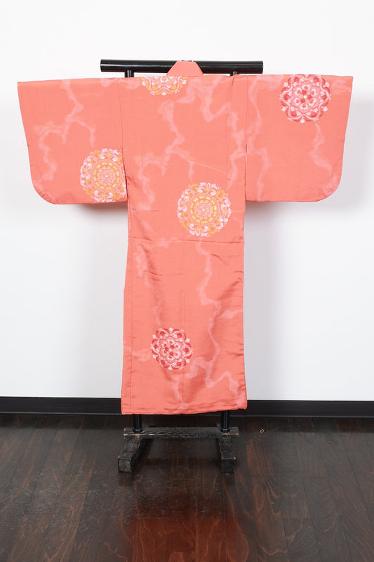 Baby girl Japanese kimono used <Hitotsumi> silk 100% /B53