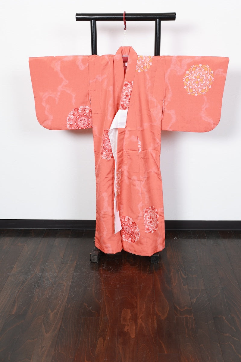 Baby girl Japanese kimono used <Hitotsumi> silk 100% /B53