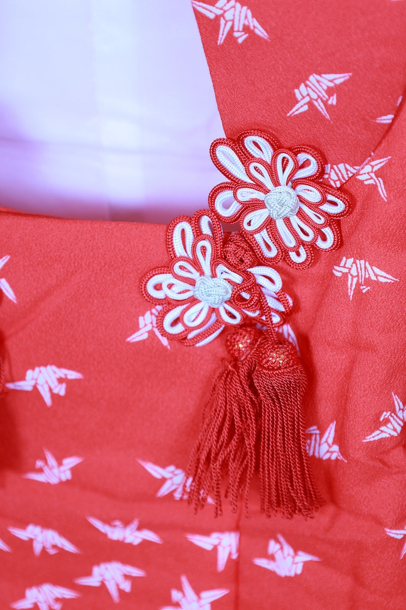 Kids girl Japanese kimono used <Mitsumi,Hihu 2peace set> polyester /B52