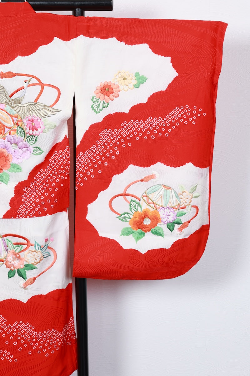 Baby girl Japanese kimono used <Hitotsumi> silk 100% /B50