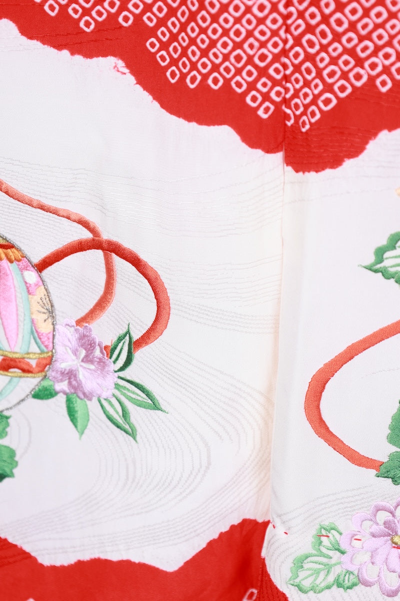 Baby girl Japanese kimono used <Hitotsumi> silk 100% /B50