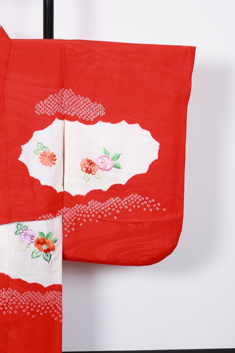 Baby girl Japanese kimono used <Hitotsumi> silk 100% /B50