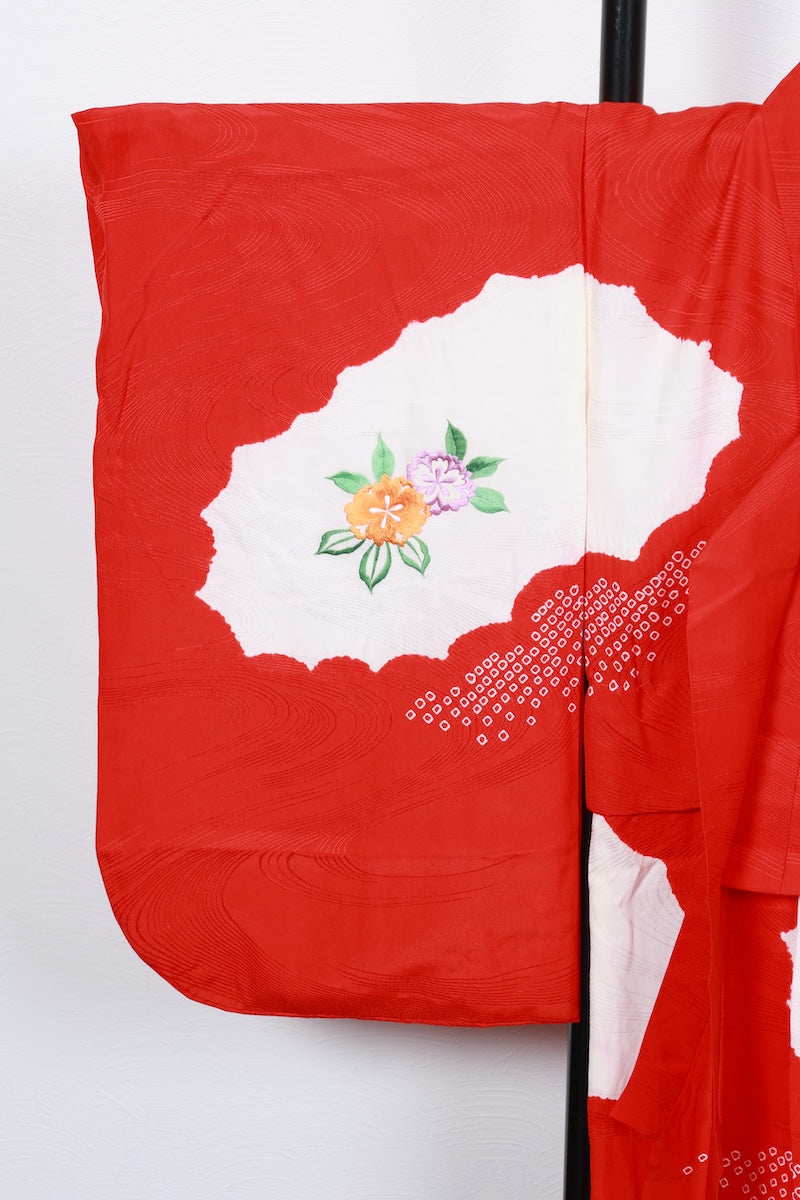 Baby girl Japanese kimono used <Hitotsumi> silk 100% /B50