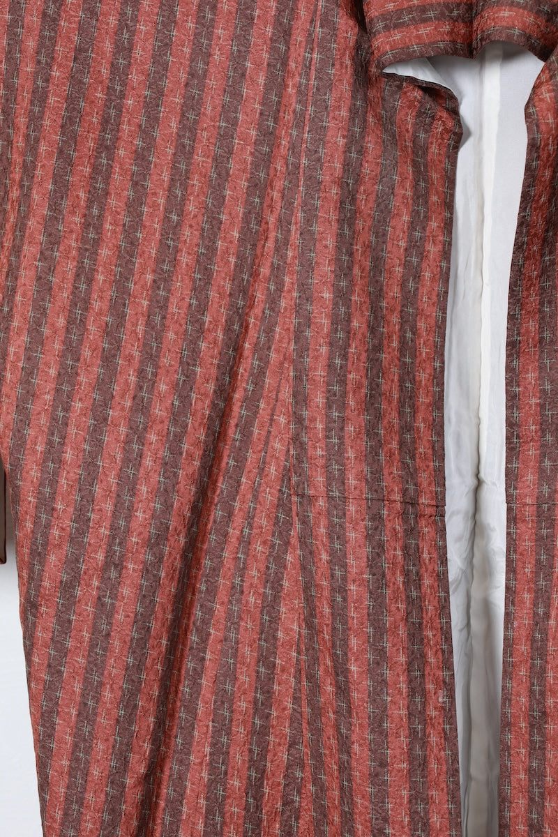 Komon kimono brown green pre-owned /R610