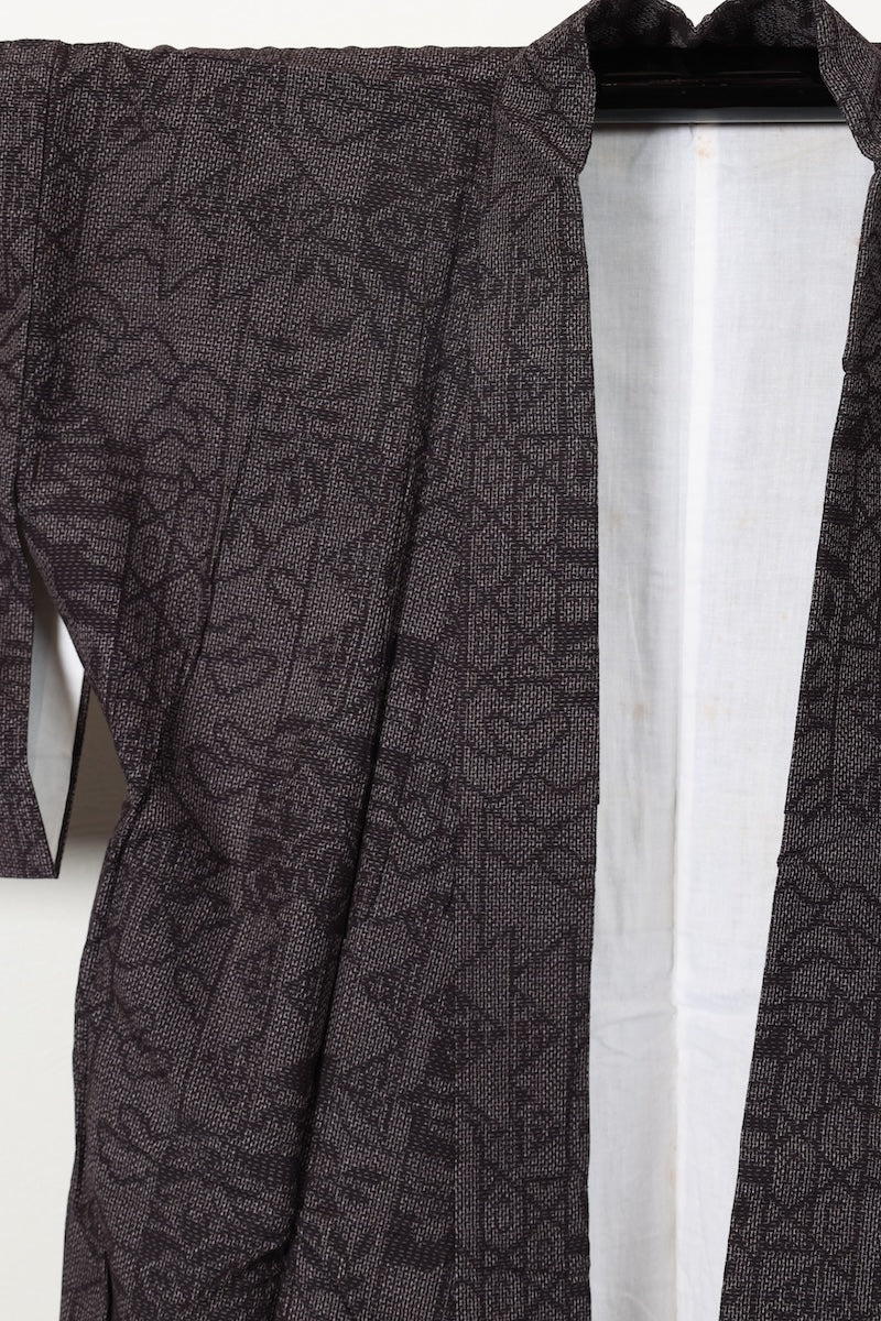 Tsumugi kimono indigo white pre-owned /R609
