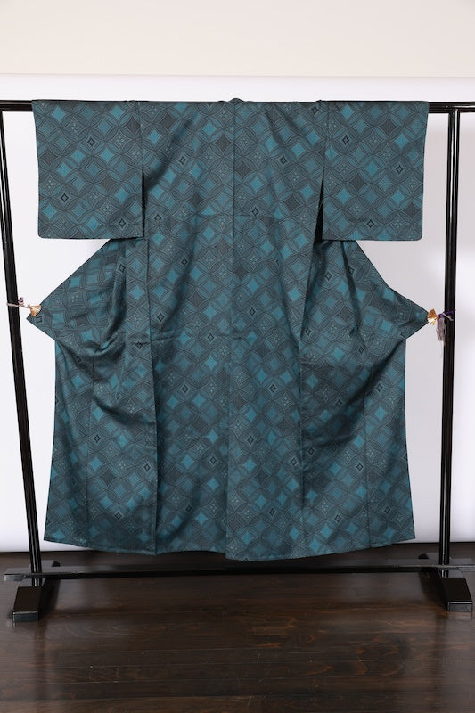 Japanease kimono used(tsumugi)sizeM silk100%/A445