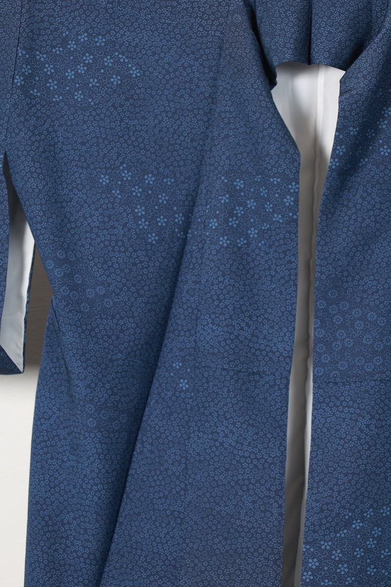 Tsukesage kimono indigo flower pre-owned /R605