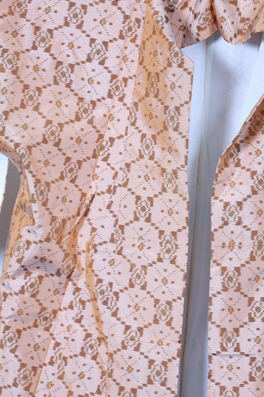 Japanese kimono used <Tsumugi> Lsize silk 100% /T112