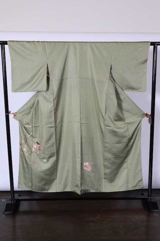 Japanease kimono used(Houmongi) M-size 100% silk /A498