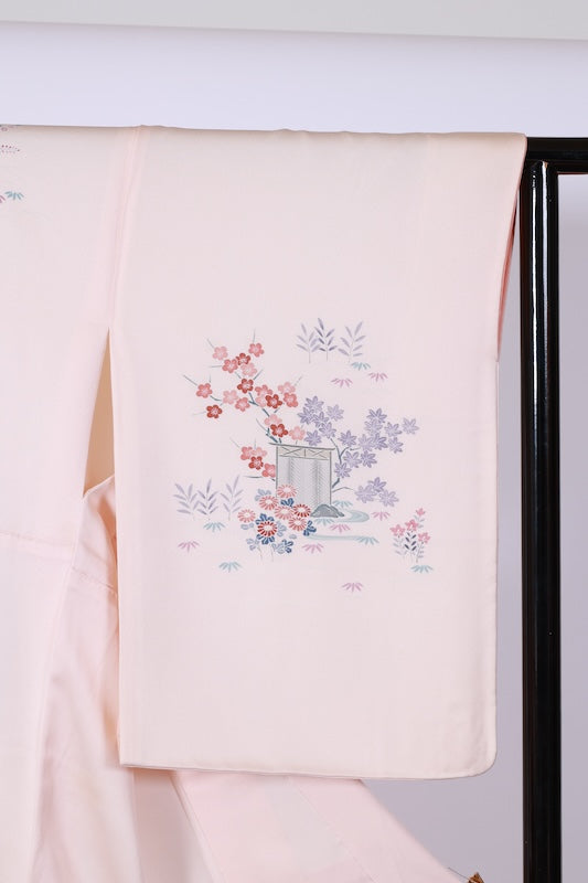 Japanease kimono used(Houmongi) L-size 100% silk /A499