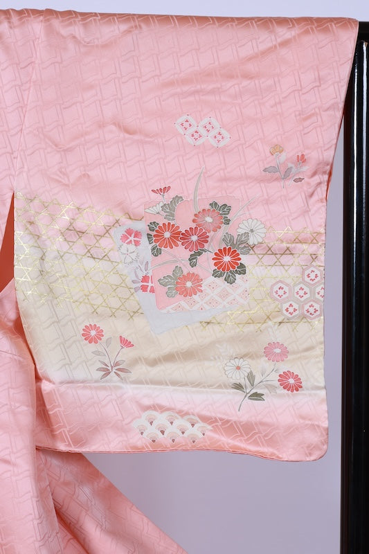 Japanease kimono New(Houmongi) L-size 100% silk /A494