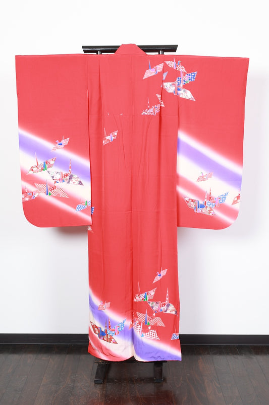 Kids girl Japanese kimono used <Yotsumi> silk 100% /B41