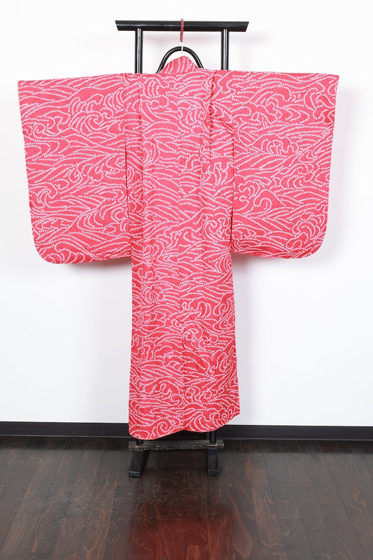 Kids girl Japanese kimono used <Yotsumi> silk 100% /B40