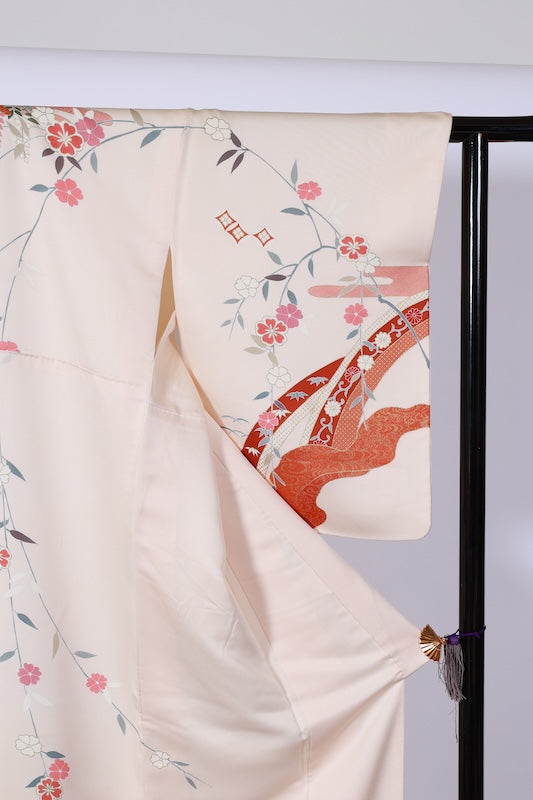 Japanease kimono used(Houmongi) L-size 100% silk /A501