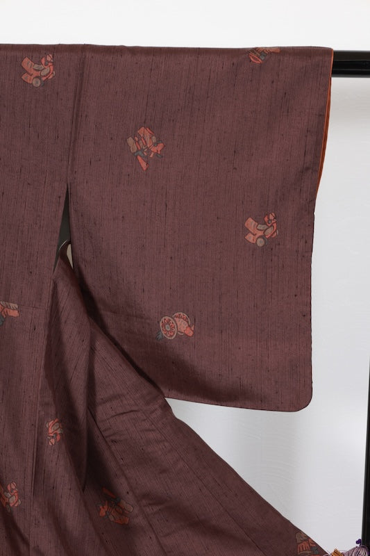 Japanese kimono used <Tsumigi> Msize silk 100% /T123