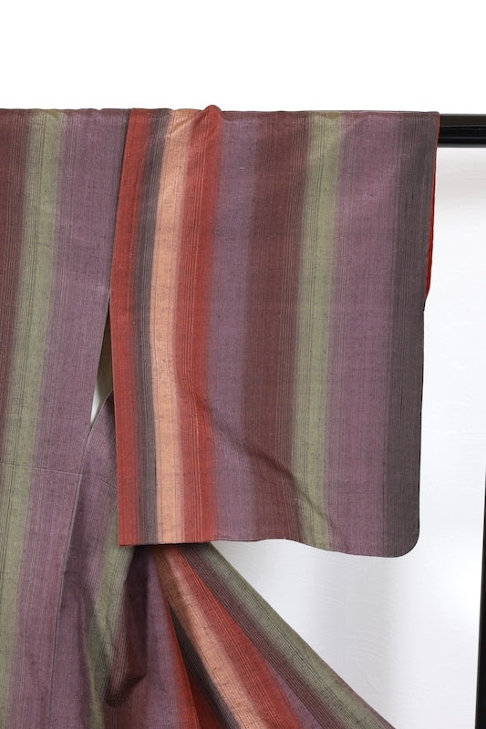 Japanese kimono used <Tsumugi> Msize silk 100% /T124