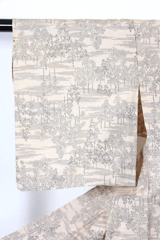 Japanese kimono used <Tsumugi> Msize silk 100% /T128