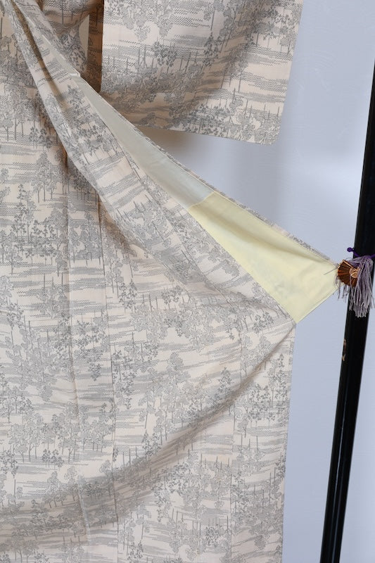 Japanese kimono used <Tsumugi> Msize silk 100% /T128