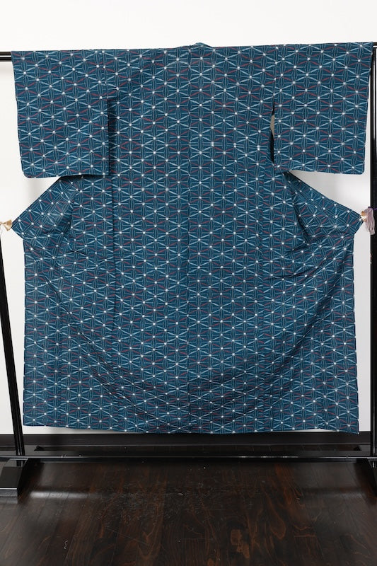 Japanese kimono used <Tsumugi> Msize silk 100% /T136