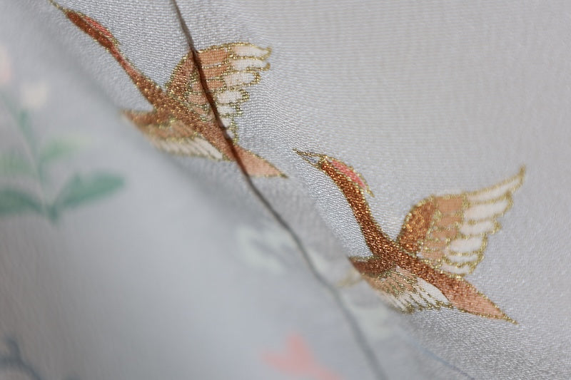 Used kimono (Irotomesode) L-size 100% silk / B481