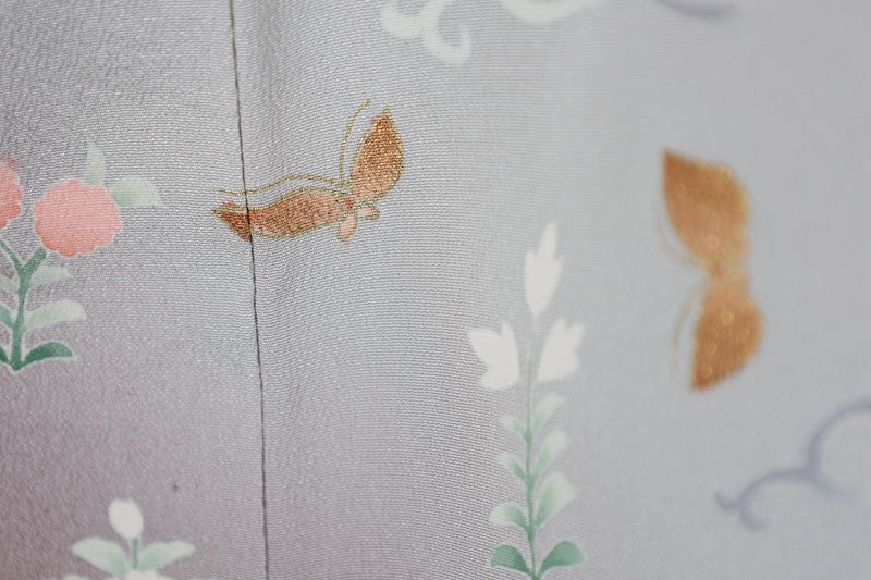 Used kimono (Irotomesode) L-size 100% silk / B481