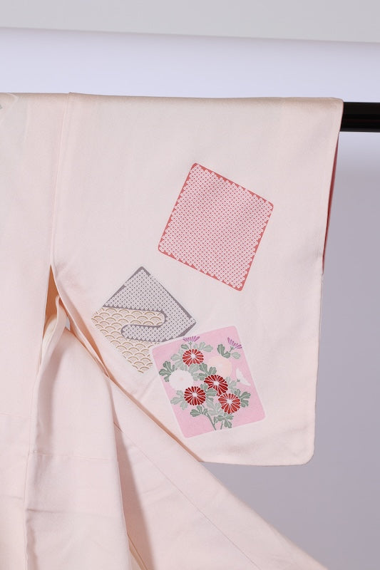 Japanease kimono used(Houmongi) S-size 100% silk /A482