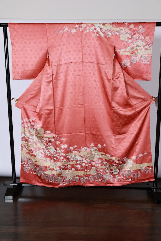 Japanease kimono used(Houmongi) M-size 100% silk /A483