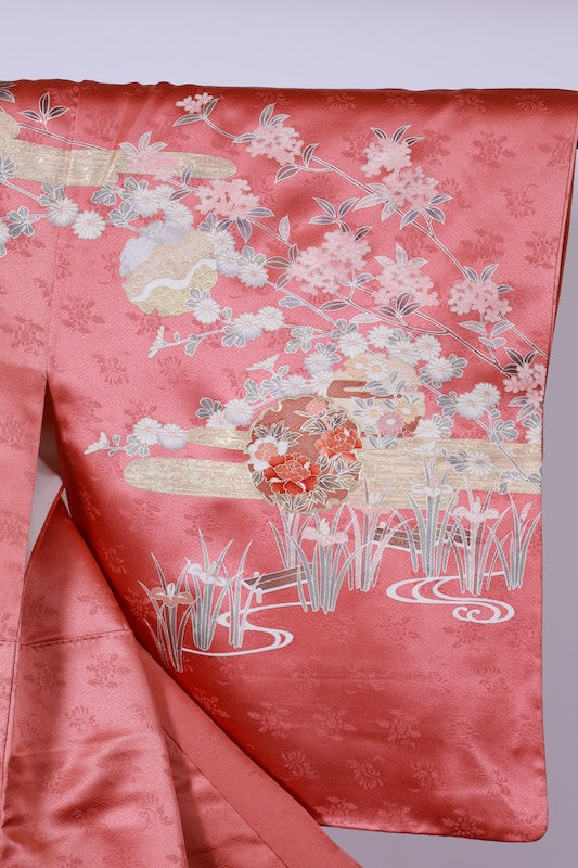 Japanease kimono used(Houmongi) M-size 100% silk /A483