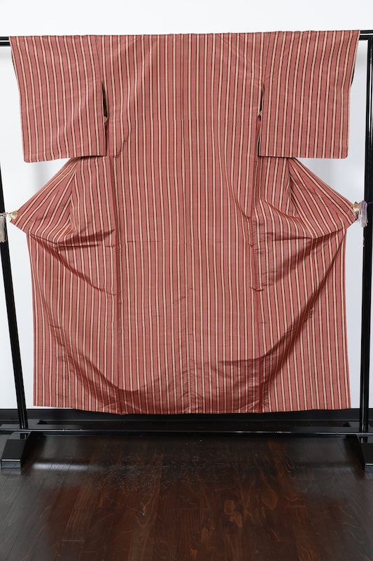 Japanese kimono used <Tsumugi> Msize silk 100% /T141