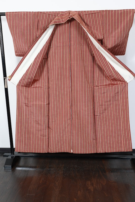 Japanese kimono used <Tsumugi> Msize silk 100% /T141