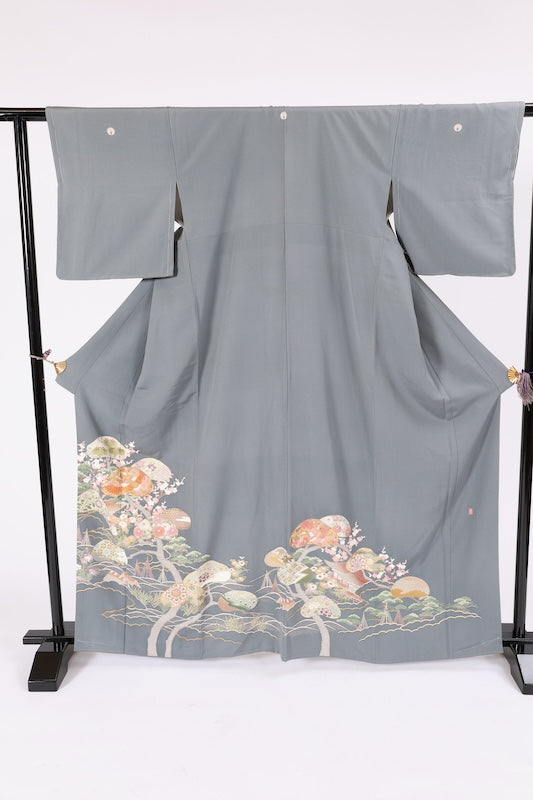 Japanese kimono New (Irotome) L-size 100% silk / A032