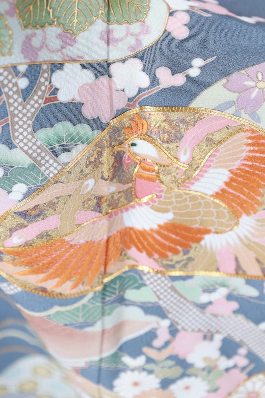 Japanese kimono New (Irotome) L-size 100% silk / A032