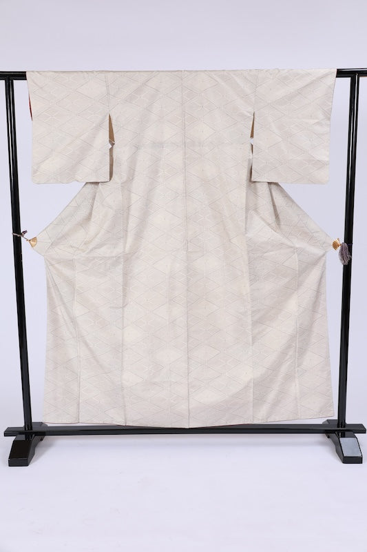 used Japanese kimono (tsumugi) L Size 100%silk/A036