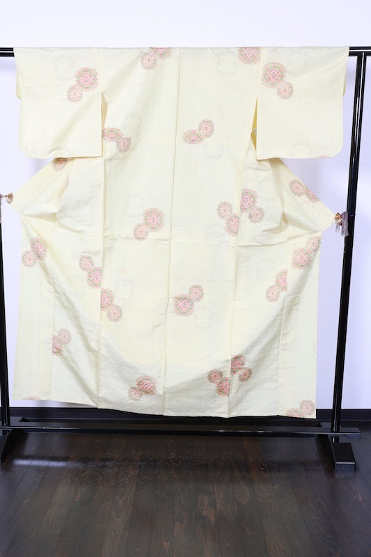 Japanese kimono used <Tsumugi> Msize silk 100% /T149