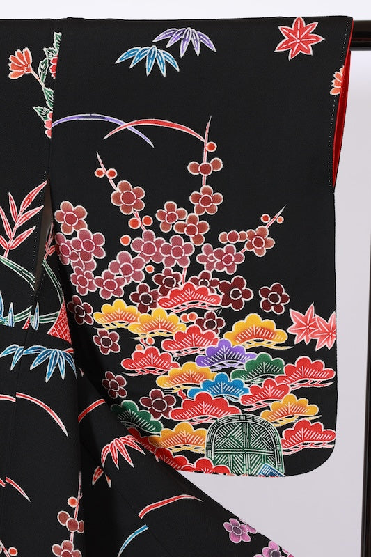 Japanease kimono used(Houmongi) M-size 100% silk /A486