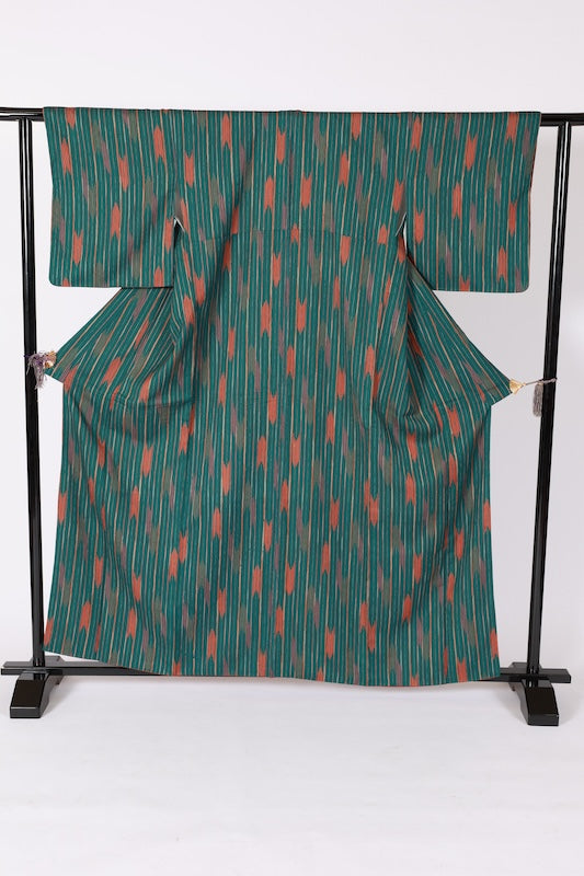 Japanese kimono used <Komon> L-size silk 100% /B1191