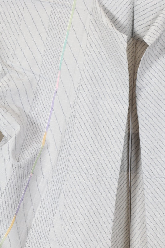 Tsumugi kimono Pale gray Hand-woven pre-owned/R642