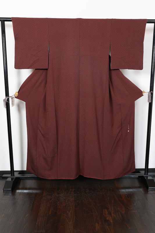 Komon kimono black purple pre-owned /AZ120